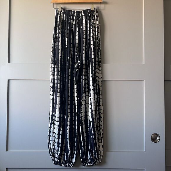 Style Park 1 Women Tie Dye Harem Style Jogger Pants One Size Boho Wide Leg Black - Picture 2 of 12